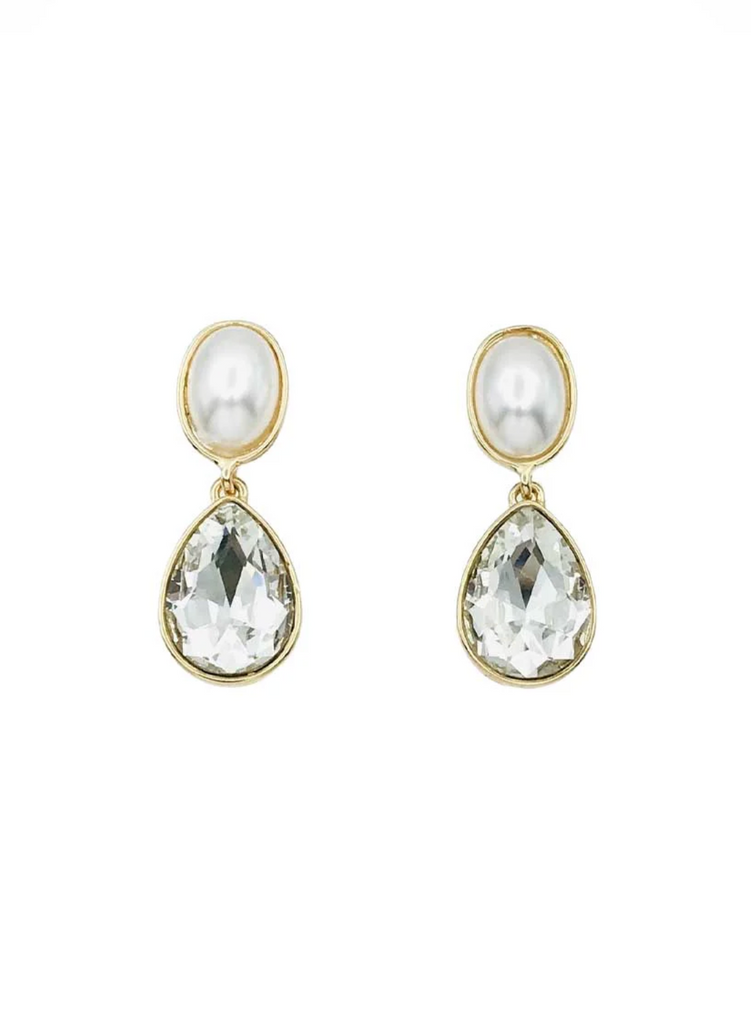 pearl and clear drop earring