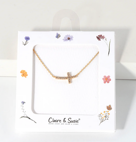 sideways cross necklace