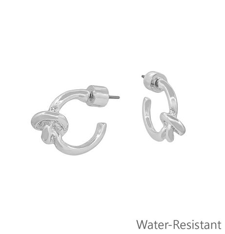 silver metal knot earring