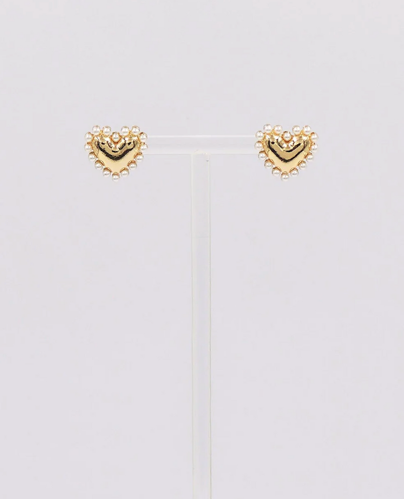 studded gold heart earring
