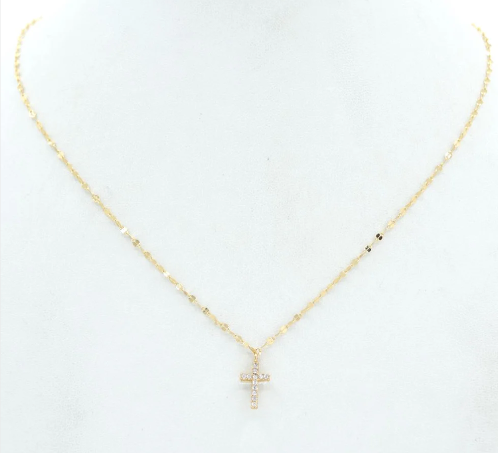 gold chain with rhinestone cross necklace