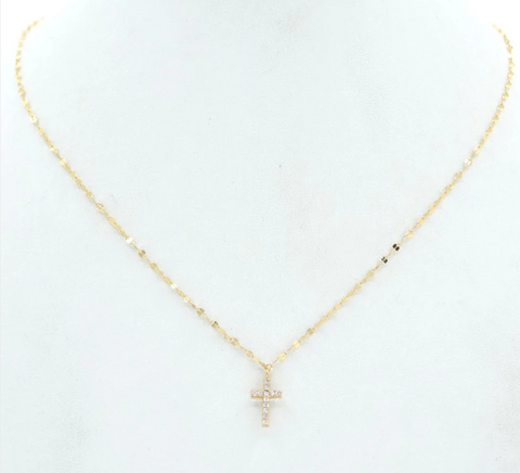 gold chain with rhinestone cross necklace