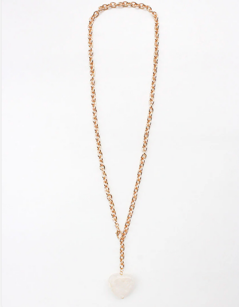 gold chain with natural stone heart necklace