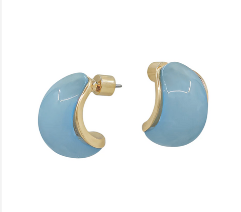 light blue acrylic and gold earring