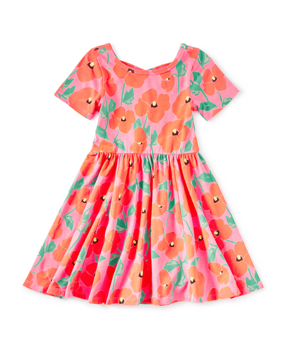 Short Sleeve Ballet Dress - Poppy Poppies