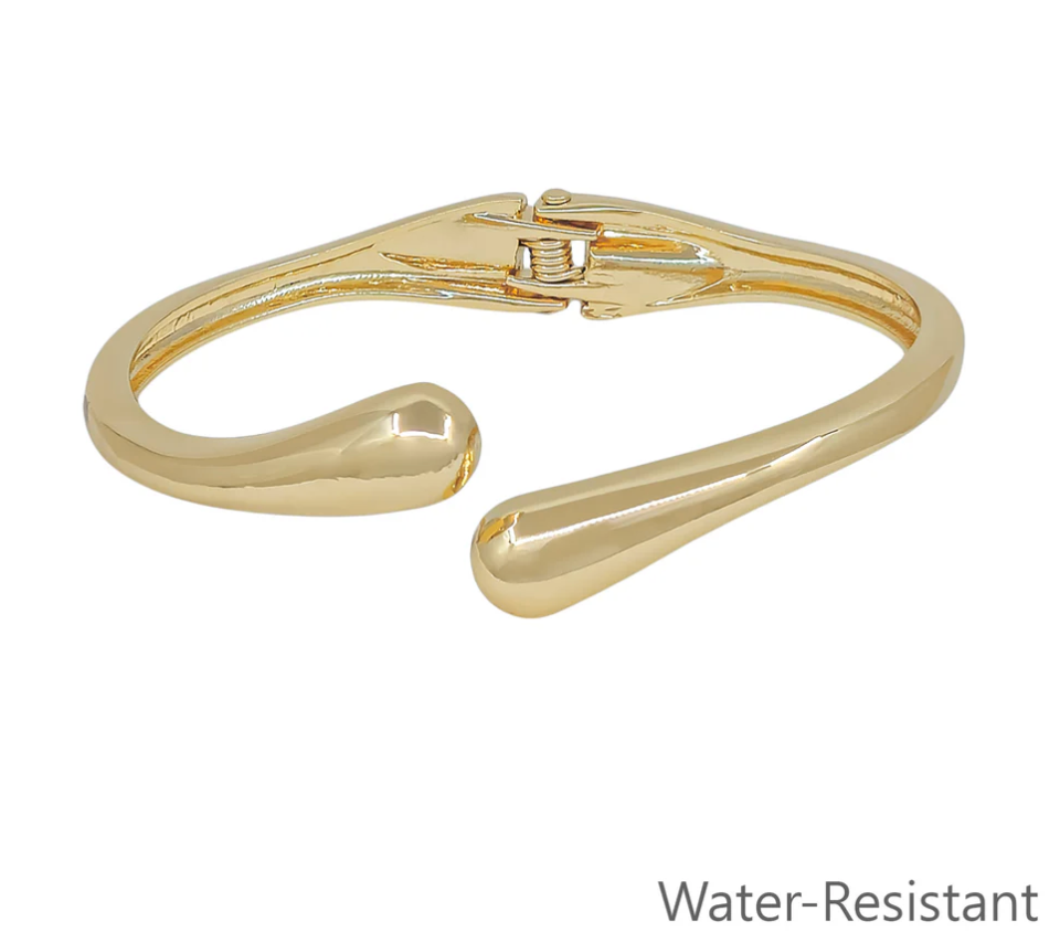 gold round metal hinged bracelet
