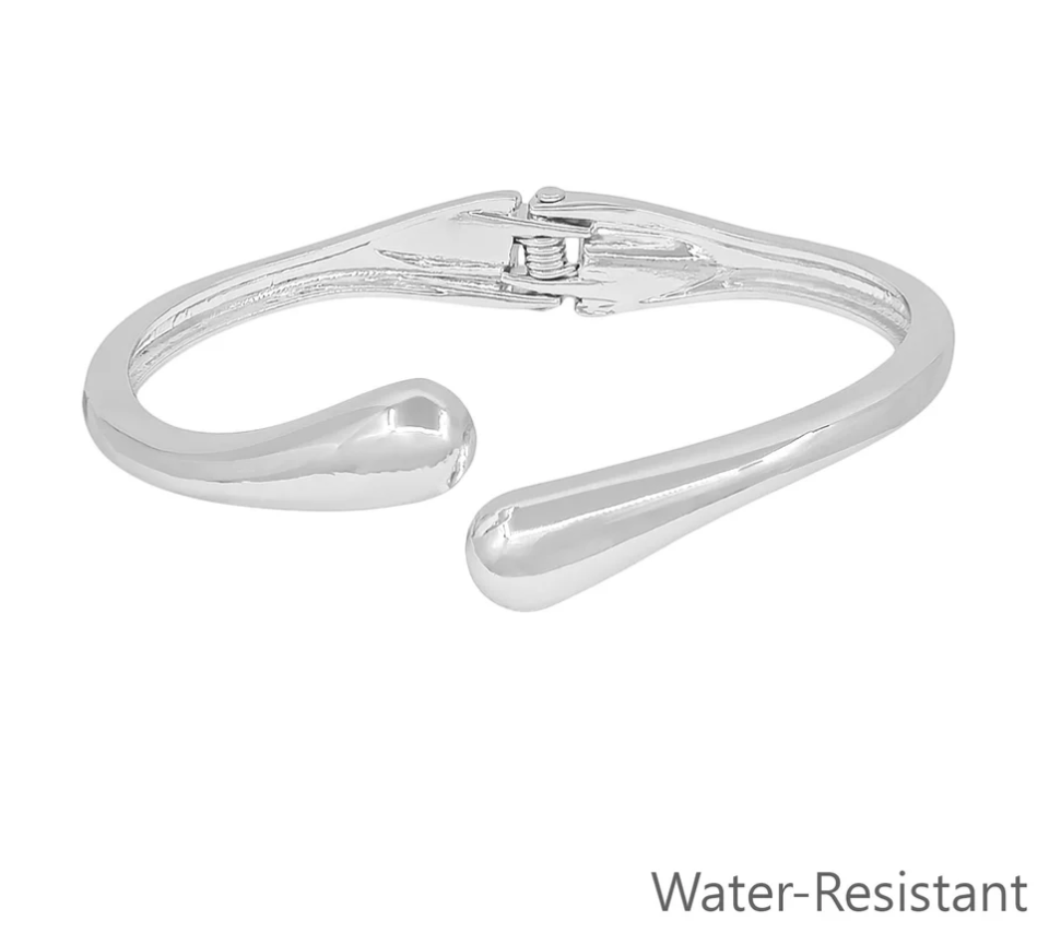 silver round metal hinged bracelet