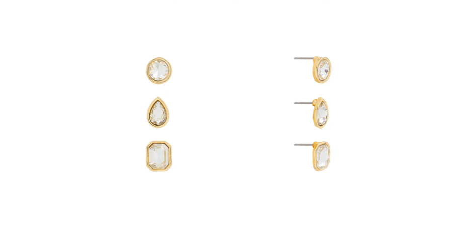 hypoallergenic set of 3 crystal earrings
