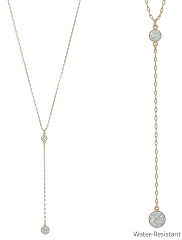 clear crystal y drop necklace