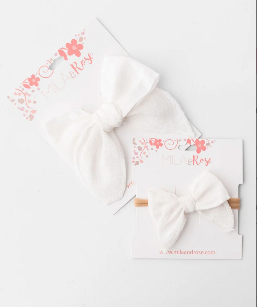 classic hair bow - White
