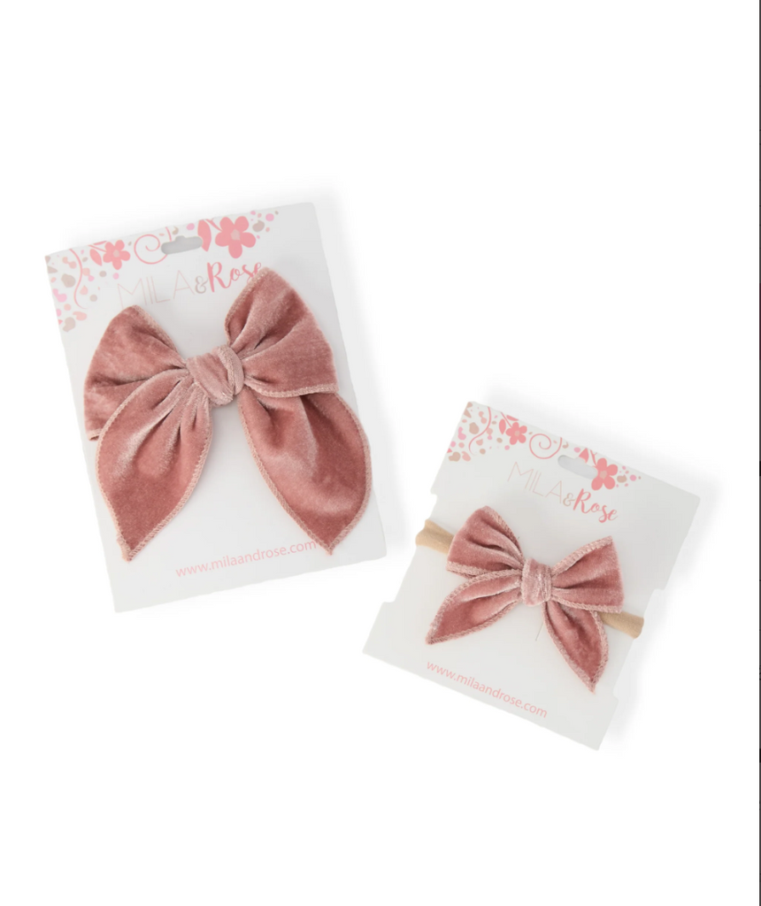 classic hair bow - vintage pink velvet