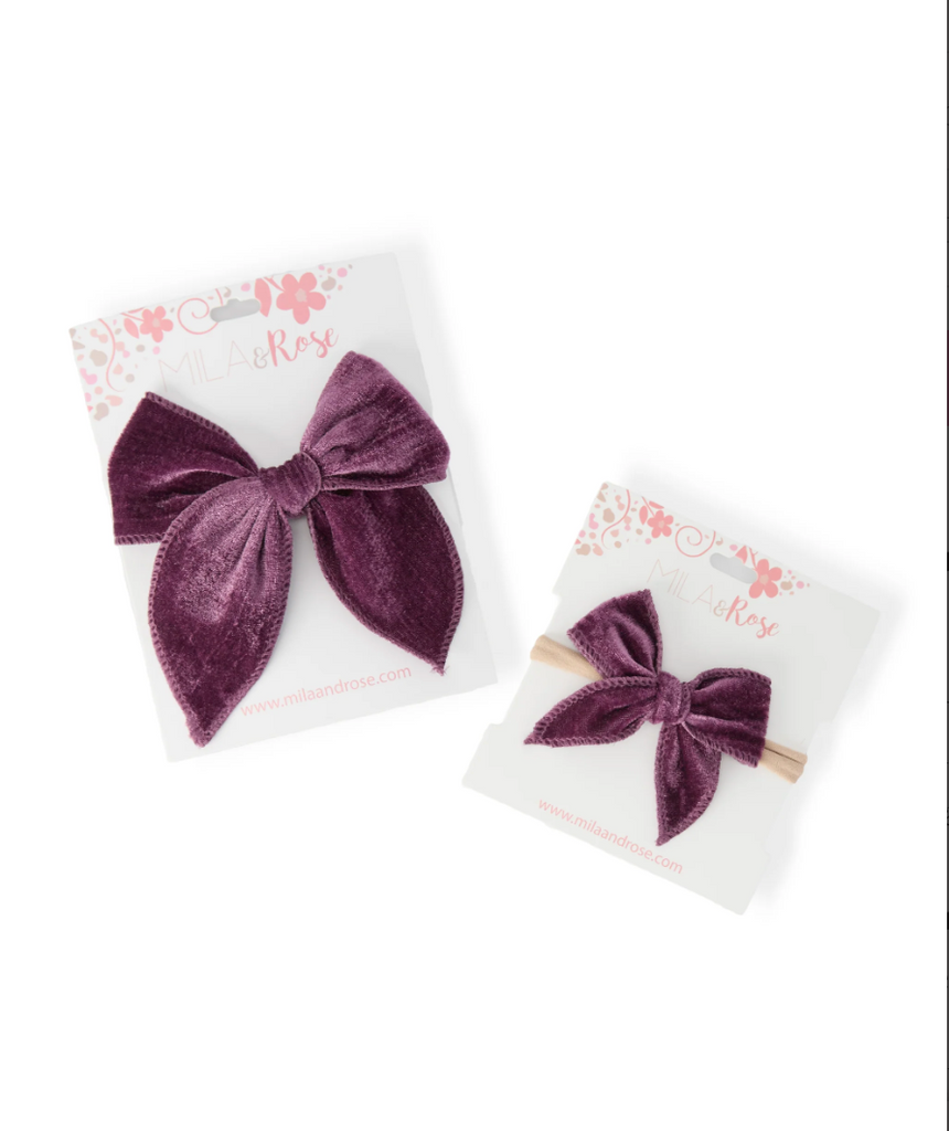classic hair bow - amethyst velvet