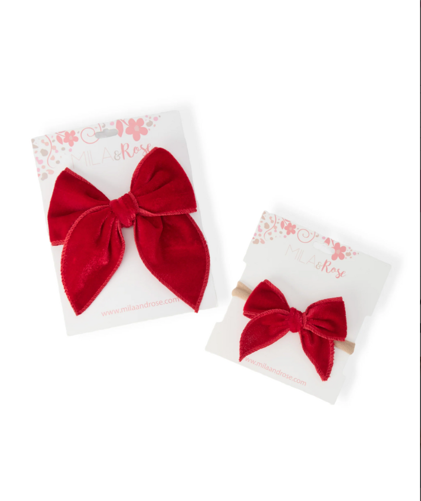 classic hair bow - red velvet