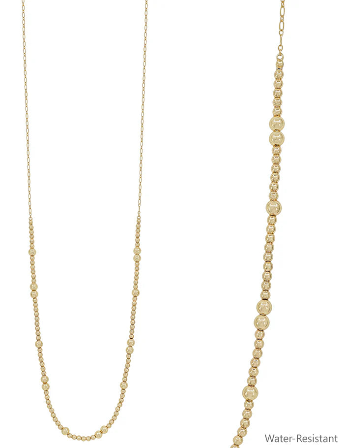 water resistant gold beaded necklace