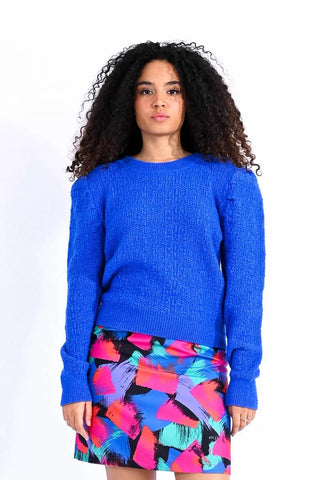 Pretty Puff Sleeve Sweater Top - Royal