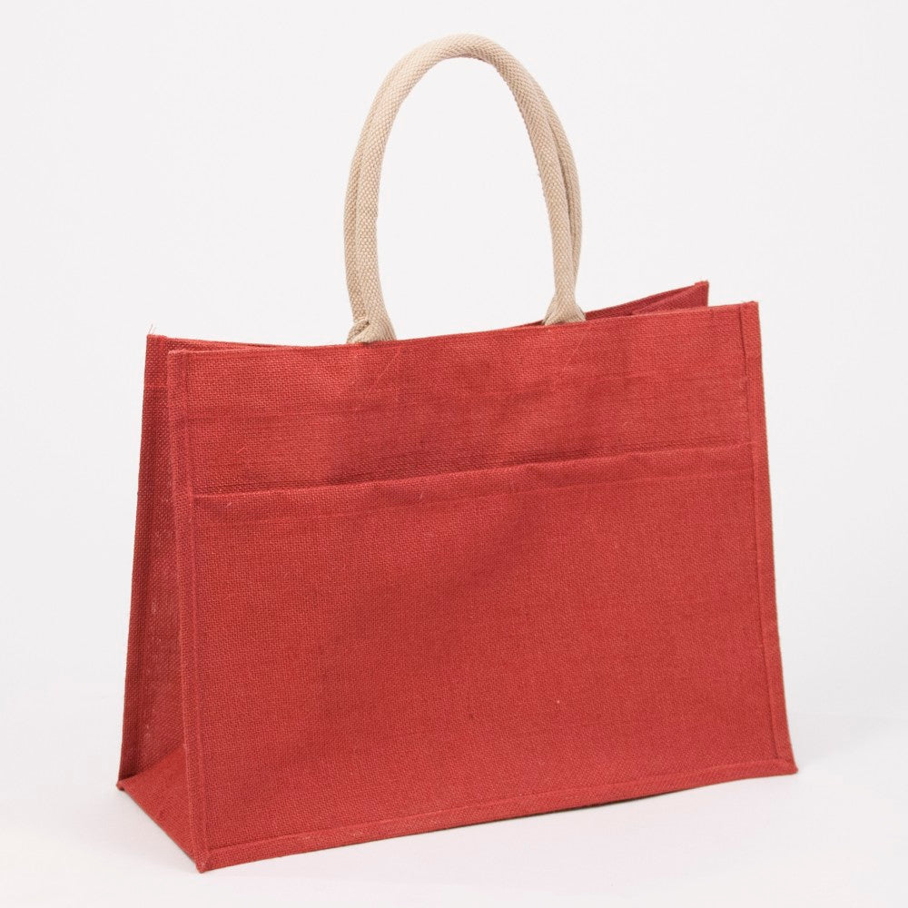 The Jute Pocket Tote - Red