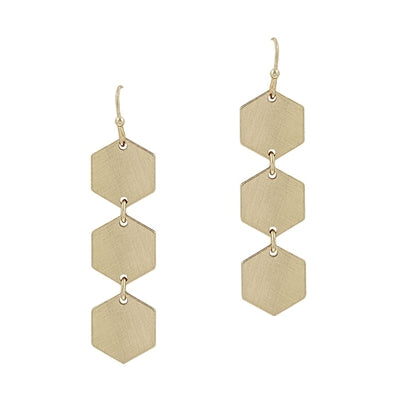 Matte Gold Hexagon Earrings