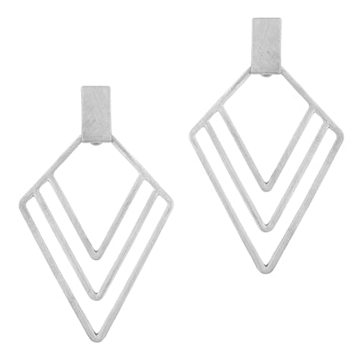 Matte Silver Geo Triangle Earring