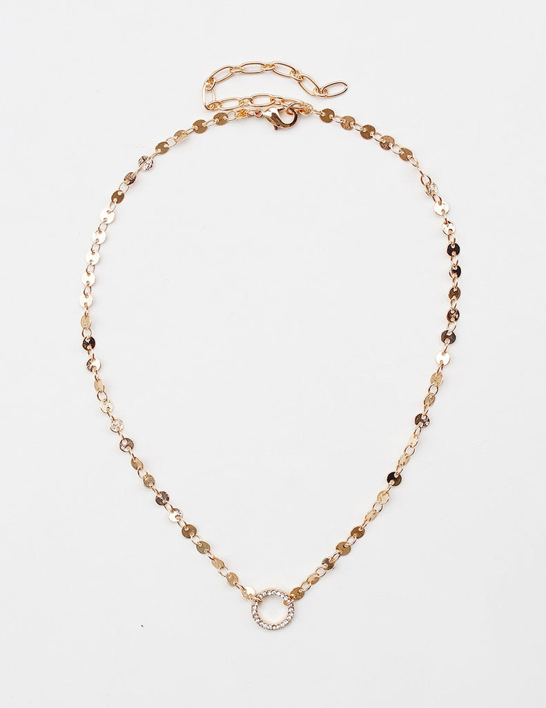Gold Dainty Chain with Open Circle Necklace
