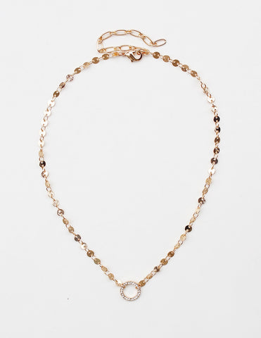Gold Dainty Chain with Open Circle Necklace