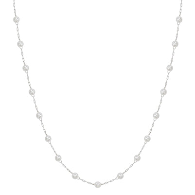 Silver Chain + Small Pearl Necklace