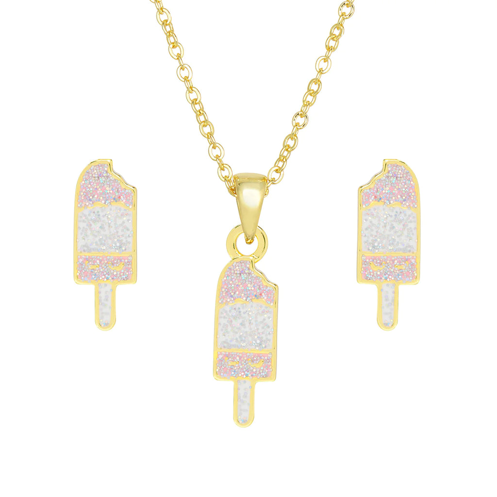 Glitter Ice Cream Necklace + Earring Set
