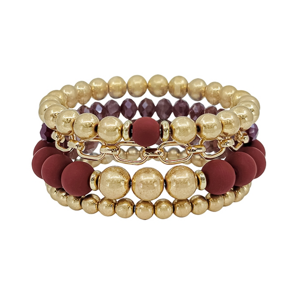 Maroon + Gold Stretch Bracelet