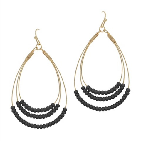 Black Wood Layered Earring