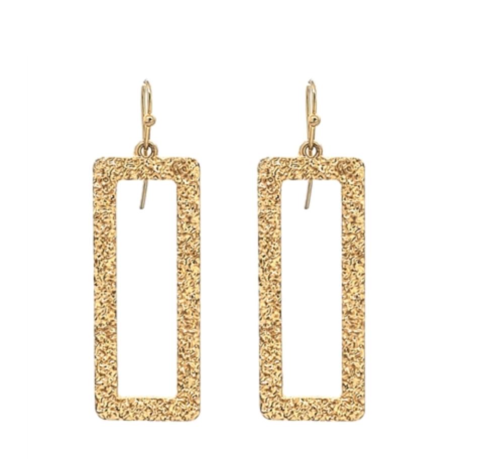 gold textured rectangle earring