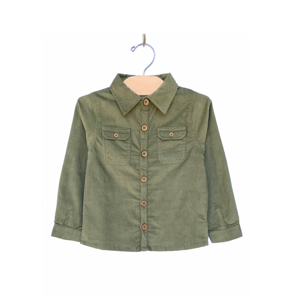 Corduroy Button Shirt - Olive