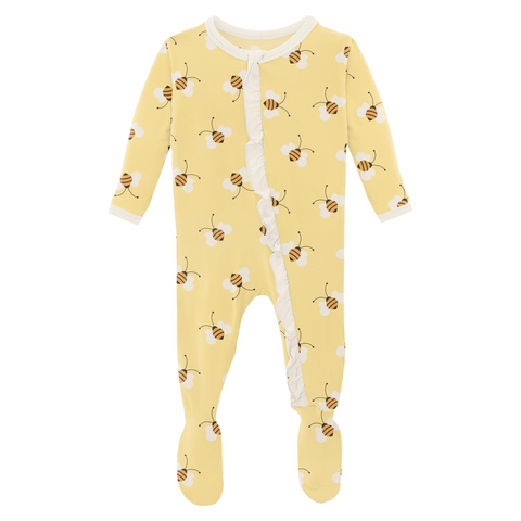Zip Muffin Ruffle Footie - Wallaby Bees