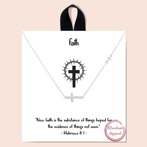 Sideways Cross Necklace - Silver