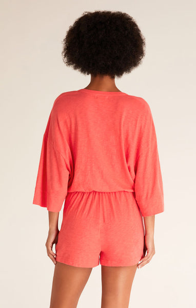 Zephyr Jersey Romper - Coral Red