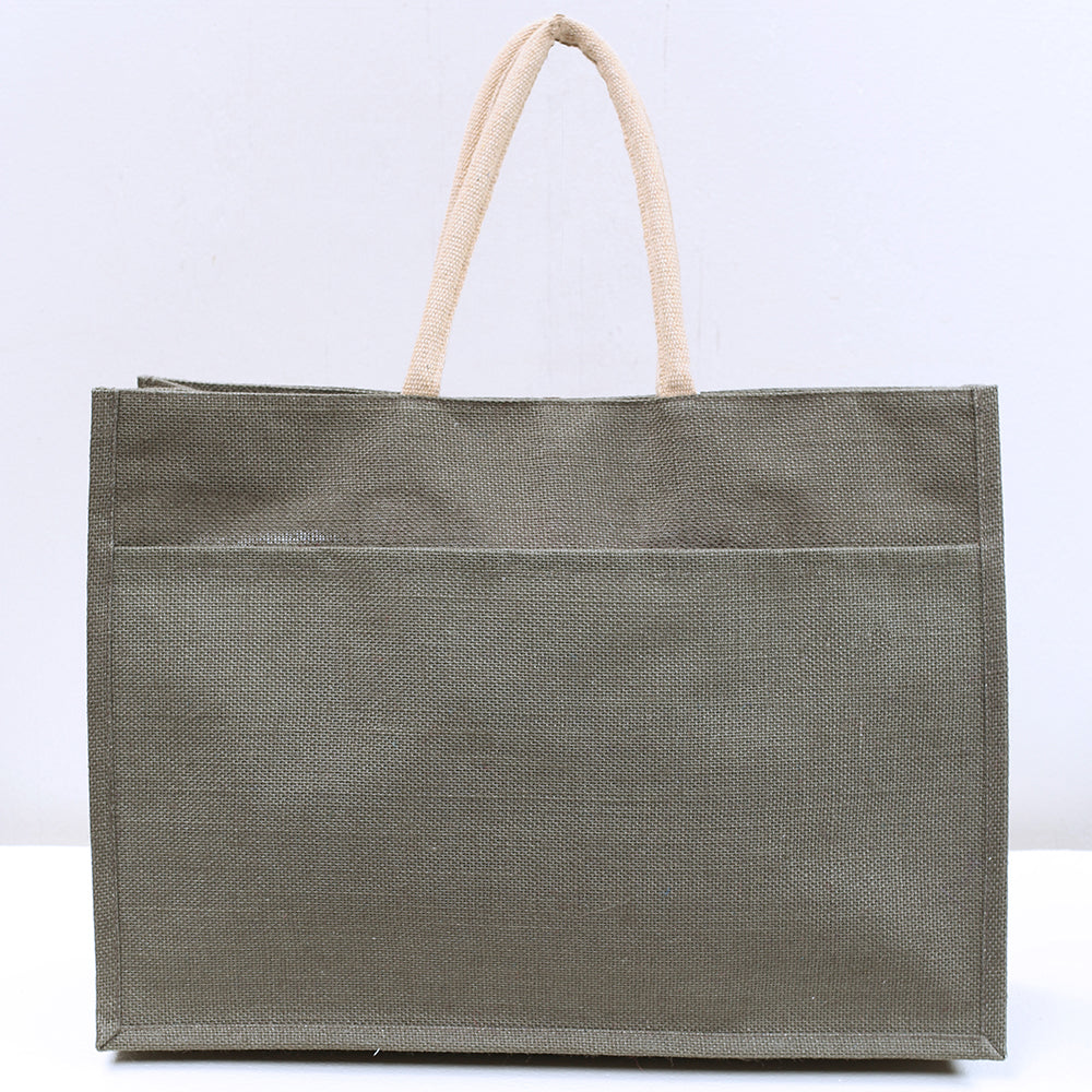 The Jute Pocket Tote - Olivep